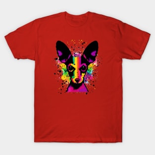 Cute Rat Terrier Puppy Colorful Stencil Arwork T-Shirt